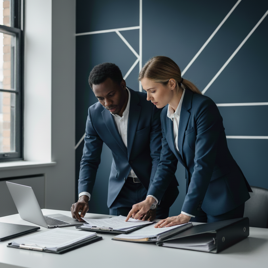 Experienced lawyers at Harcourt Stirling Solicitors working on an employment law case together