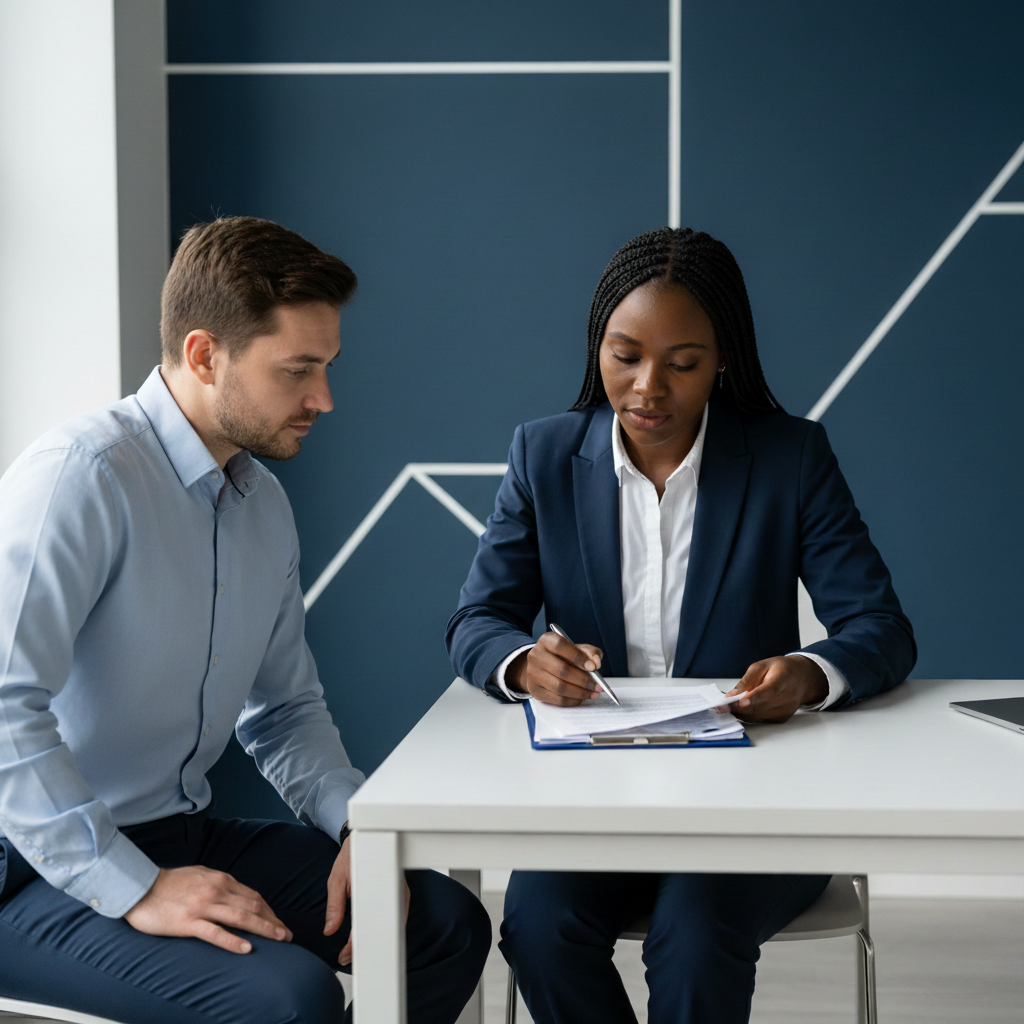 Employment law specialist offering a free initial consultation to a client to help discuss their dismissal matter