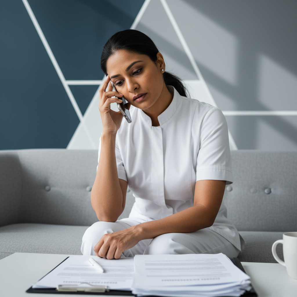 Employee reviewing her settlement agreement