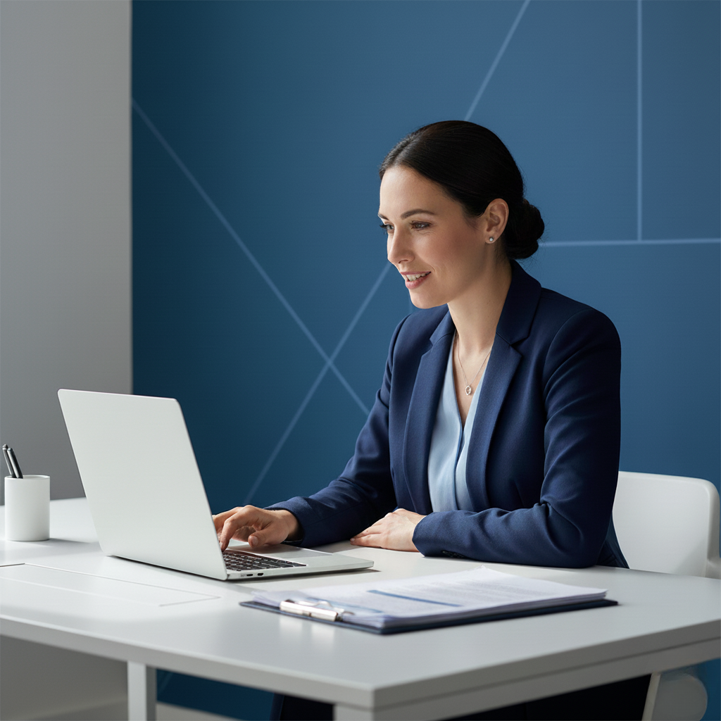 solicitor working on an equal pay claim on her laptop